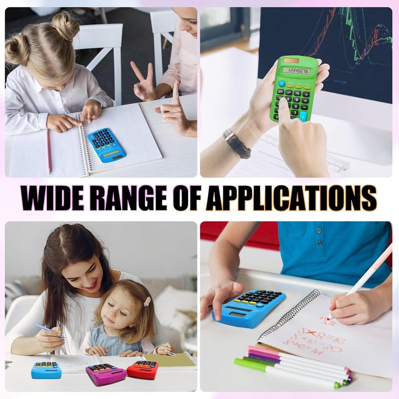 DUFCUSPH 18 Pack Basic Calculators for Students, Pocket Calculator Bulk Classroom Mini Calculators Solar and Battery Dual Powered Handheld Calculator 8 Digit Display for Office School and Home (Colorful) - Image 5